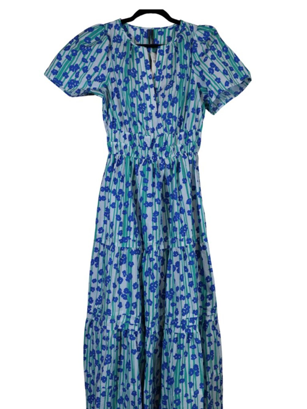 Anthropologie Somerset Maxi Dress NWT Size M Blue Green Floral Stripe